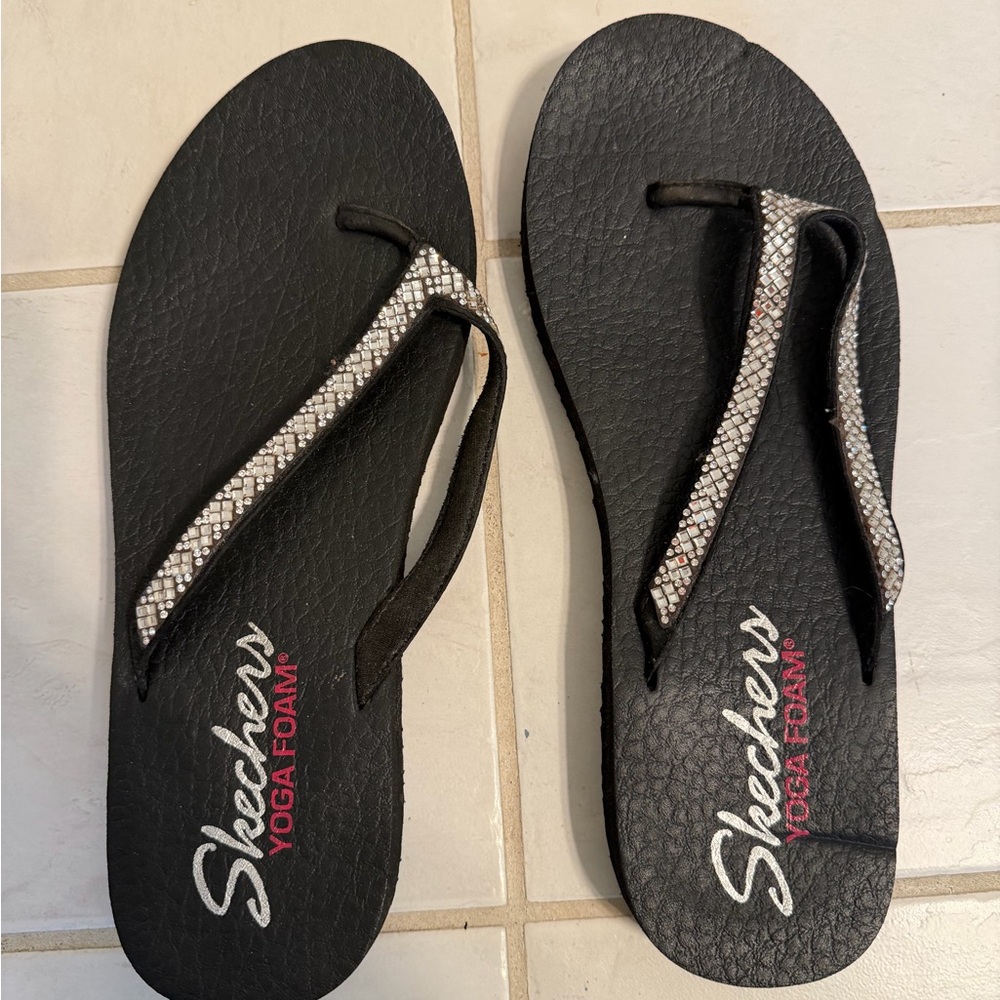 Skechers Black Sandals with Sparkling Straps